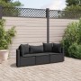 Gartensofagarnitur mit Kissen, 3-teilig, aus schwarzem Kunststoffrattan. von , Gartensets - Ref: Foro24-3308451, Preis: 208,7...