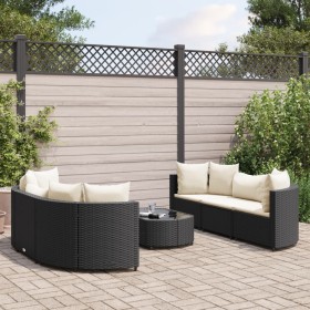 Gartensofagarnitur 7-teilig mit schwarzen Polstern aus synthetischem Rattan von , Gartensets - Ref: Foro24-3308432, Preis: 46...