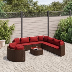 Gartensofa-Set, 10-teilig, mit braunen Kissen aus synthetischem Rattan. von , Gartensets - Ref: Foro24-3308413, Preis: 621,13...