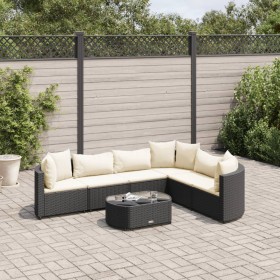 Gartensofagarnitur 7-teilig mit schwarzen Polstern aus synthetischem Rattan von , Gartensets - Ref: Foro24-3308376, Preis: 43...