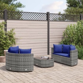 Gartensofa-Set mit 5-teiligen Kissen aus grauem synthetischem Rattan von , Gartensets - Ref: Foro24-3308447, Preis: 331,82 €,...