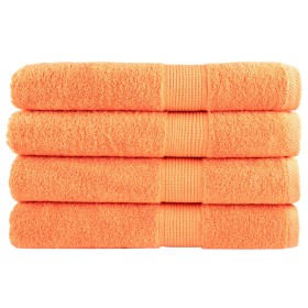 Premium-Handtücher, 4 Stück, 100% Baumwolle, orange, 100x200 cm, 600 g/m². von , Handtücher - Ref: Foro24-137390, Preis: 92,3...