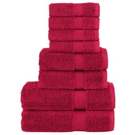 8-teiliges Handtuchset aus 100% Baumwolle in Rot, 600 g/m². von , Handtücher - Ref: Foro24-137547, Preis: 44,99 €, Rabatt: %