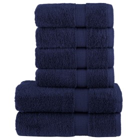 6-piece towel set 100% cotton navy blue 600 gsm by , Towels - Ref: Foro24-137558, Price: 46,29 €, Discount: %