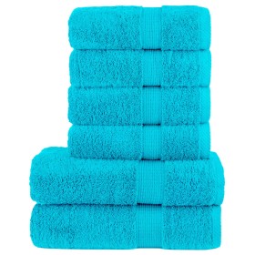 6-piece towel set 100% cotton turquoise 600 gsm by , Towels - Ref: Foro24-137566, Price: 46,29 €, Discount: %