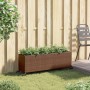 Planter with wheels and 3 brown PE rattan planters 107x32x38 cm by , Pots and planters - Ref: Foro24-366420, Price: 68,26 €, ...