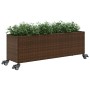 Planter with wheels and 3 brown PE rattan planters 107x32x38 cm by , Pots and planters - Ref: Foro24-366420, Price: 68,99 €, ...