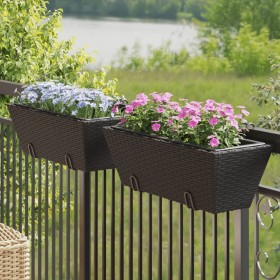 Planters with hooks 2 units black synthetic rattan by , Pots and planters - Ref: Foro24-366398, Price: 45,36 €, Discount: %