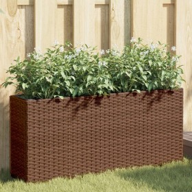 Planter with 2 brown synthetic rattan pots 90x20x40 cm by , Pots and planters - Ref: Foro24-366408, Price: 60,54 €, Discount: %