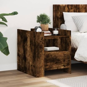 Engineered wood smoked oak bedside table 45x50x50 cm by , Nightstands - Ref: Foro24-848280, Price: 79,99 €, Discount: %