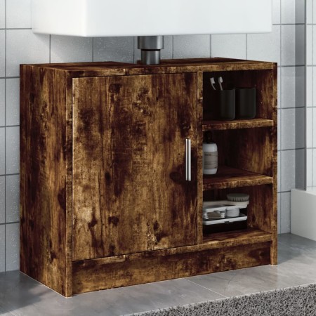 Armario de lavabo madera ingeniería roble ahumado 63x29x55 cm de , Muebles de baño - Ref: Foro24-848133, Precio: 60,67 €, Des...