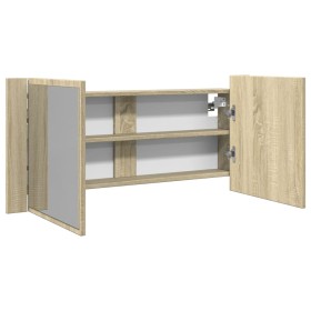 Armario y espejo LED madera ingeniería roble Sonoma 100x12x45cm de , Tocadores de baño - Ref: Foro24-849644, Precio: 88,99 €,...