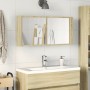 LED oak Sonoma engineered wood wardrobe and mirror 100x12x45cm by , bathroom vanities - Ref: Foro24-849644, Price: 89,07 €, D...