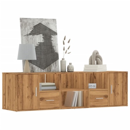 Engineered oak wood corner furniture, Artisian style, 160x40x45 cm by , Closets and storage - Ref: Foro24-3307827, Price: 155...