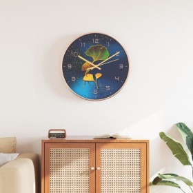 Wall clock made of polystyrene and golden and blue glass Ø29.5 cm by , Wall clocks - Ref: Foro24-4008407, Price: 22,99 €, Dis...