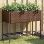 Planter boxes with shelf 2 units synthetic rattan brown 90x40x75 cm by , Pots and planters - Ref: Foro24-3210508, Price: 137,...