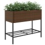 Planter boxes with shelf 2 units synthetic rattan brown 90x40x75 cm by , Pots and planters - Ref: Foro24-3210508, Price: 137,...