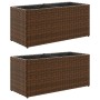 Planter with 2 pots 2 pcs brown PE rattan 72x30x32 cm by , Pots and planters - Ref: Foro24-3210529, Price: 84,46 €, Discount: %