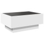 Mesa de centro con LED madera de ingeniería blanca 70x50x30 cm de , Mesas de centro - Ref: Foro24-847511, Precio: 140,72 €, D...