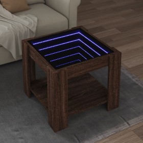 Mittel- und LED-Tisch aus braunem Eichen-Ingenieurholz 53x53x45 cm von , Couchtisch - Ref: Foro24-847545, Preis: 113,16 €, Ra...