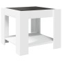 Mesa de centro con LED madera de ingeniería blanca 53x53x45 cm de , Mesas de centro - Ref: Foro24-847539, Precio: 113,16 €, D...