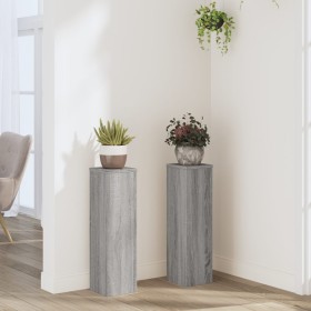 Soportes de plantas 2 uds madera gris Sonoma 17x17x60 cm de , Soportes para macetas - Ref: Foro24-852938, Precio: 44,99 €, De...