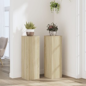 Soportes de plantas 2 uds madera roble Sonoma 25x25x80 cm de , Soportes para macetas - Ref: Foro24-852944, Precio: 67,72 €, D...