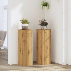 Soportes de plantas 2 uds madera roble artisian 25x25x80 cm de , Soportes para macetas - Ref: Foro24-852950, Precio: 69,99 €,...