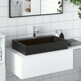 Lavabo de fundición de mineral/mármol negro mate 60x38x11 cm de , Lavabos - Ref: Foro24-155980, Precio: 156,99 €, Descuento: %