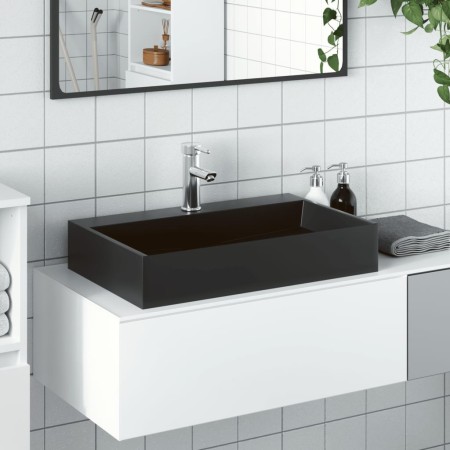 Lavabo de fundición de mineral/mármol negro mate 60x38x11 cm de , Lavabos - Ref: Foro24-155980, Precio: 163,43 €, Descuento: %