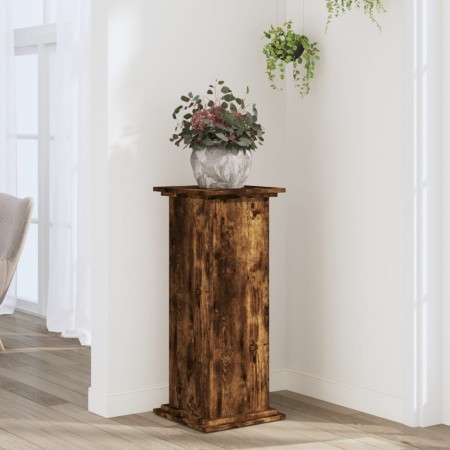 Soportes de plantas madera ingeniería roble ahumado 33x33x80 cm de , Soportes para macetas - Ref: Foro24-852973, Precio: 57,5...