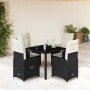 Garden table and 5-piece chair set with black synthetic rattan cushions by , Garden sets - Ref: Foro24-3276988, Price: 605,12...