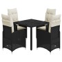 Garden table and 5-piece chair set with black synthetic rattan cushions by , Garden sets - Ref: Foro24-3276988, Price: 605,12...