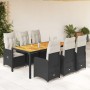 Garden table and chairs set 7 pieces with black PE rattan cushions by , Garden sets - Ref: Foro24-3276981, Price: 942,11 €, D...