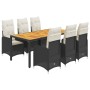 Garden table and chairs set 7 pieces with black PE rattan cushions by , Garden sets - Ref: Foro24-3276981, Price: 942,11 €, D...