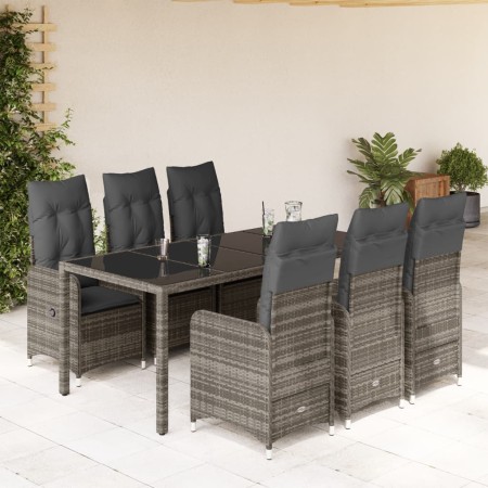 Gartentisch und Stühle 7-teilig und Kissen aus grauem Kunststoff-Rattan von , Gartensets - Ref: Foro24-3277037, Preis: 947,99...