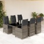 Garden table and 7-piece chairs set with gray synthetic rattan cushions. by , Garden sets - Ref: Foro24-3277040, Price: 959,1...