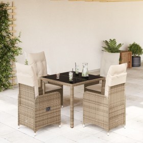 Garden table and 5-piece chair set with beige synthetic rattan cushions. by , Garden sets - Ref: Foro24-3277096, Price: 618,9...