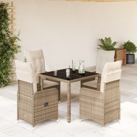 Gartentisch und Stühle 5-teilig und Kissen aus synthetischem Rattan in Beige. von , Gartensets - Ref: Foro24-3277096, Preis: ...