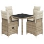 Garden table and 5-piece chair set with beige synthetic rattan cushions. by , Garden sets - Ref: Foro24-3277096, Price: 623,1...