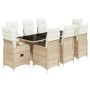 Garden table and chairs set, 5 pieces, with beige PE rattan cushions. by , Garden sets - Ref: Foro24-3277105, Price: 1,00 €, ...