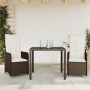 Garden table and 3-piece chair set with brown synthetic rattan cushions. by , Garden sets - Ref: Foro24-3277063, Price: 362,4...