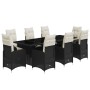 Garden table and chairs set 9 pieces with black PE rattan cushions by , Garden sets - Ref: Foro24-3277274, Price: 1,00 €, Dis...