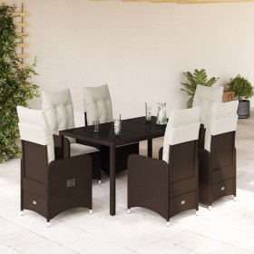 Garden table and chairs set, 7 pieces with brown PE rattan cushions. by , Garden sets - Ref: Foro24-3277068, Price: 923,47 €,...