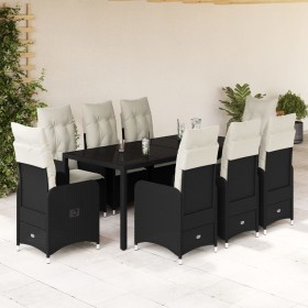 Garden table and chairs set 9 pieces with black PE rattan cushions by , Garden sets - Ref: Foro24-3276995, Price: 1,00 €, Dis...