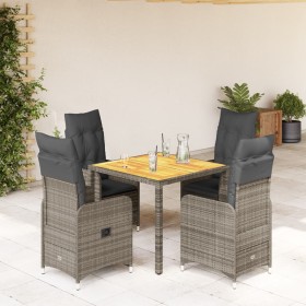 Garden table and 5-piece chair set with gray synthetic rattan cushions by , Garden sets - Ref: Foro24-3277021, Price: 601,07 ...