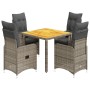 Garden table and 5-piece chair set with gray synthetic rattan cushions by , Garden sets - Ref: Foro24-3277021, Price: 594,35 ...