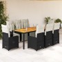 Set de mesa y sillas de jardín 9 pzas y cojines ratán PE negro de , Conjuntos de jardín - Ref: Foro24-3277132, Precio: 1,00 €...