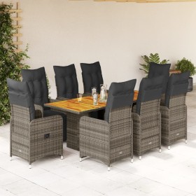 Garden table and 9-piece chairs set with gray synthetic rattan cushions. by , Garden sets - Ref: Foro24-3277164, Price: 1,00 ...