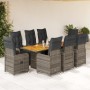 Gartentisch und Stühle 9-teilig mit grauen Polstern aus synthetischem Rattan von , Gartensets - Ref: Foro24-3277164, Preis: 1...